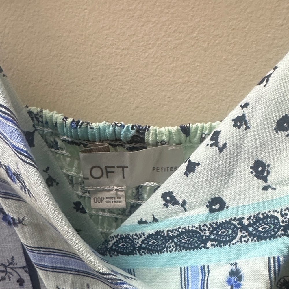 LOFT Blue and Green Patchwork Midi Dress - Picture 2 of 3